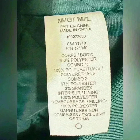 Garage | Varsity Jacket, Size M/L, Green with ivory white faux leather sleeves - Picture 8 of 10